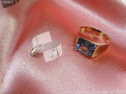 Image of Aquamarine ring and gems