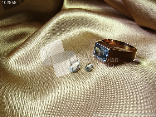 Image of Aquamarine ring and gems