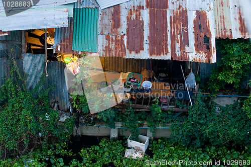 Image of Slum along a canal in Bangkok