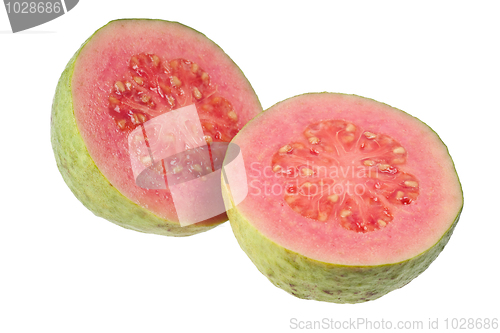 Image of Two halves pink guava