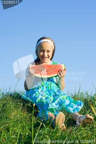 Image of Girl with melon slice