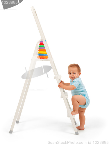 Image of Baby boy on ladder