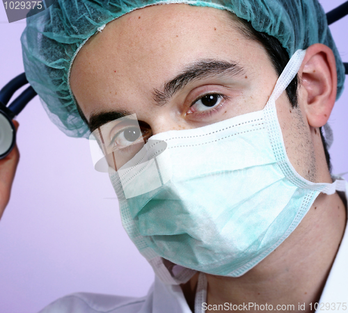 Image of Young doctor with stethoscope.