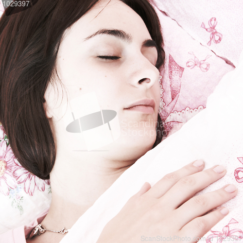 Image of Beautiful young woman sleeping.