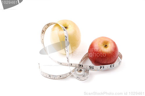 Image of Apple and measuring tape.