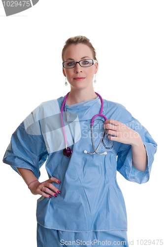 Image of young doctor or nurse on white