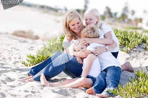 Image of Attractive Mom Having Fun with Her Cute Children