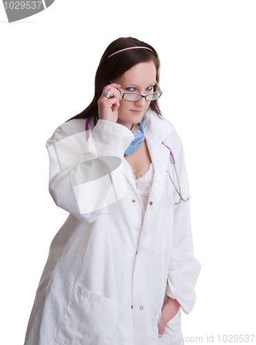 Image of sexy doctor or nurse on white