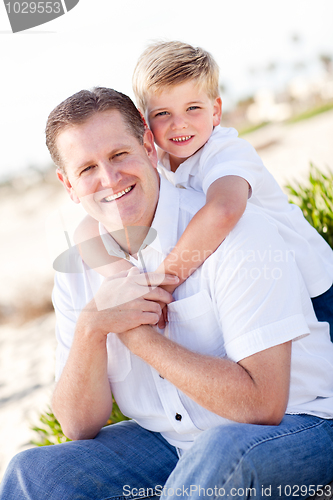 Image of Cute Son with His Handsome Dad Portrait