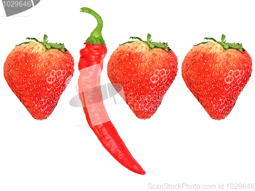 Image of Fresh strawberryes and red chili-pepper