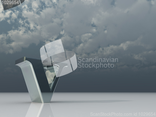 Image of metal letter v