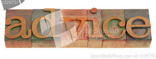 Image of advice - word in letterpress type