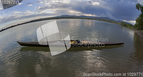 Image of racing kayak on lake