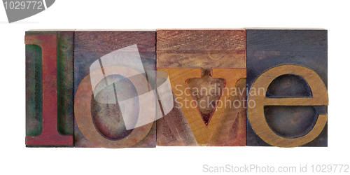 Image of love in vintage type blocks