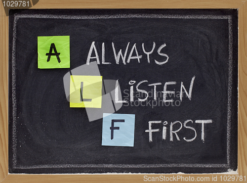 Image of always listen first - ALF acronym