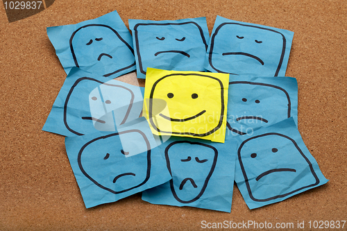 Image of positive attitude concept on cork board