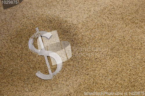 Image of dollar in desert sand