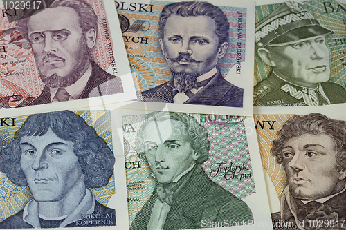 Image of historical portraits on Polish banknotes