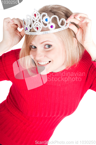 Image of Portrait of beautiful woman with crown