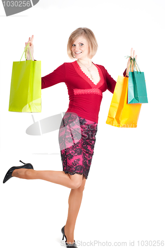 Image of Beautiful woman with shopping bags