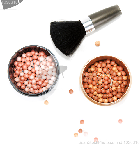Image of Two boxes with powder in form ball and tassel