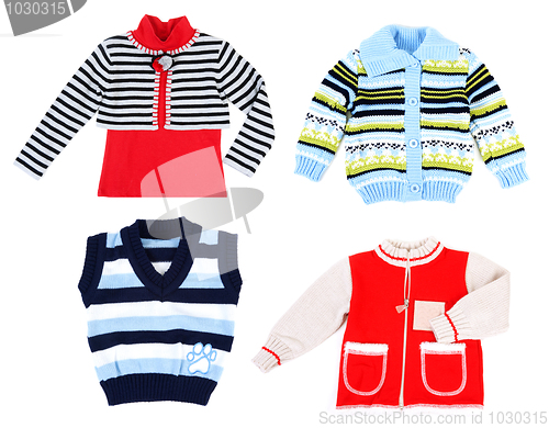 Image of Collage from four warm sweaters