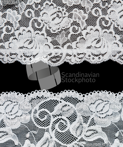 Image of Decorative lace with pattern on black background