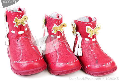 Image of Red leather baby boots