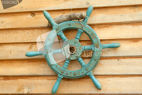 Image of Old sea steering wheel