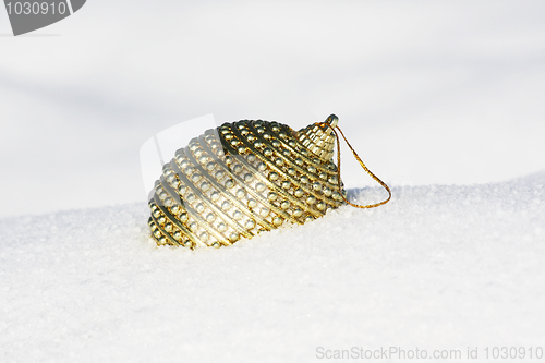 Image of christmas bauble in snow