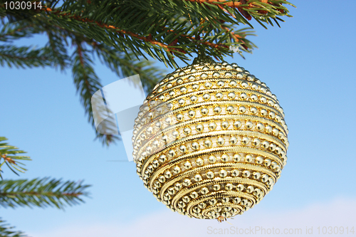 Image of bauble on christmas tree