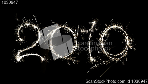 Image of New Year 2010 with sparkler effect