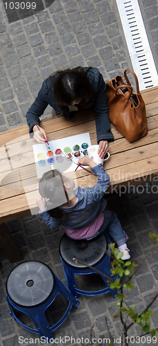 Image of Mother and daughter painting