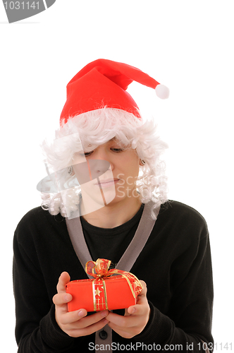 Image of teenager in a hat santa