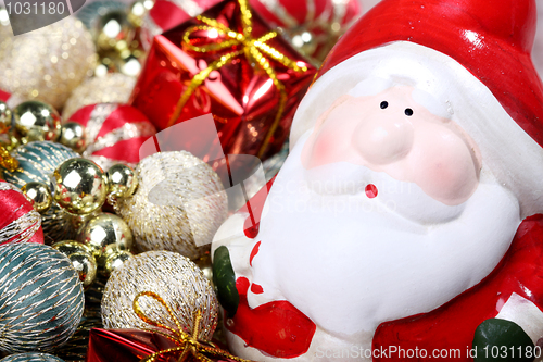 Image of Santa Claus with Christmas decorations