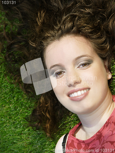 Image of Beautiful girl on the grass