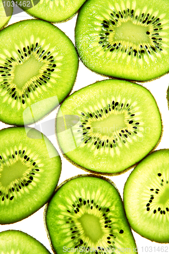 Image of Sliced Kiwifruit isolated on white studio shot 