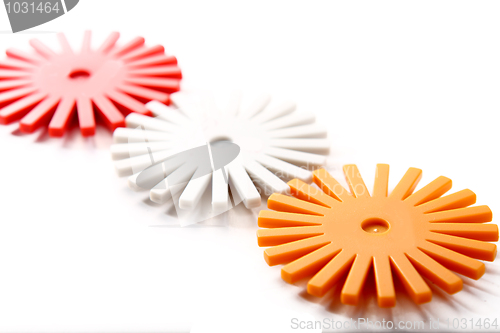 Image of plastic gear wheel on white