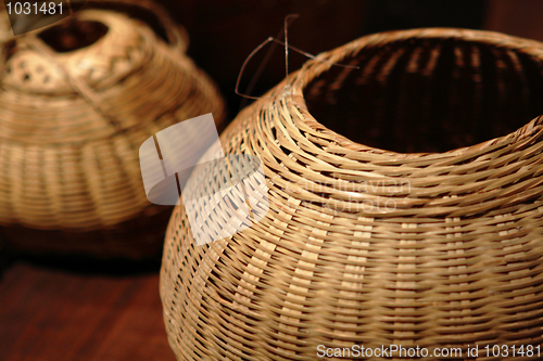 Image of chinese bamboo basket close up