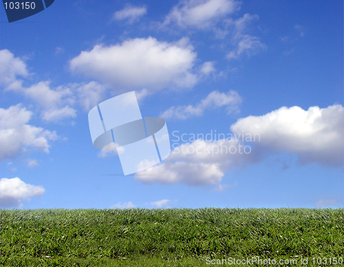 Image of Background of cloudy sky and grass
