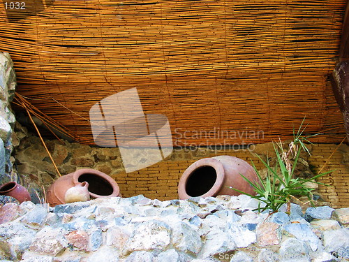 Image of Pots on stones. Kakopetria. Cyprus