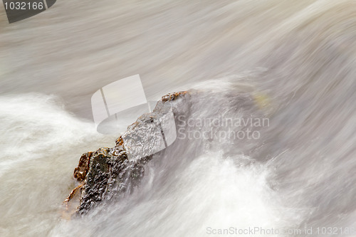 Image of Detail of Falls on the small mountain river in autumn