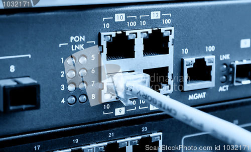 Image of PON RJ-45 connection in technology center