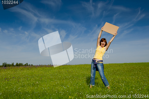 Image of Girl with a paper card