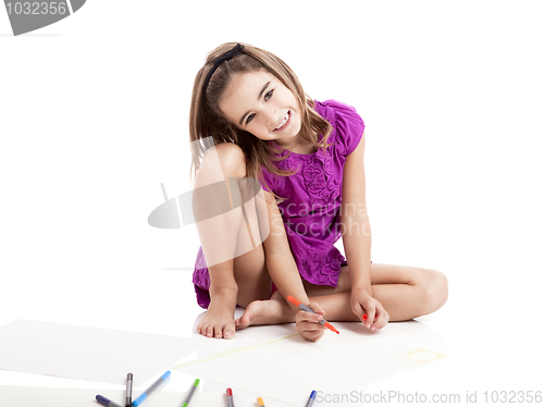 Image of Girl making drawings