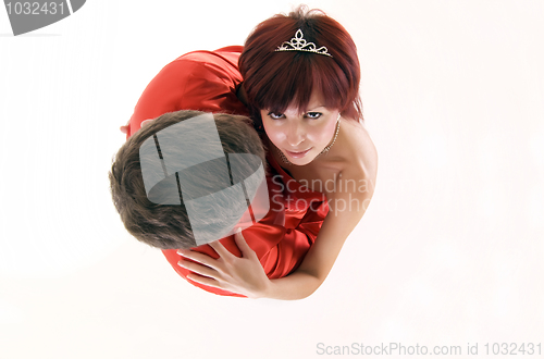 Image of Young couple in red