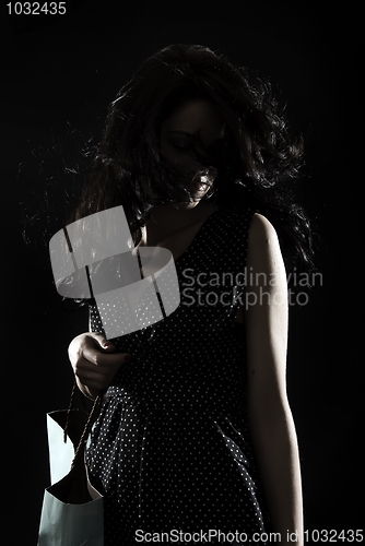 Image of Young girl with shopping bags 