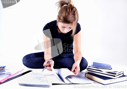 Image of girl spending time in studying