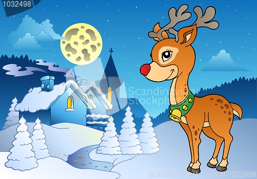 Image of Young Christmas reindeer outdoor 2