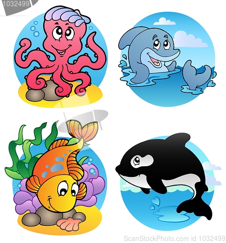 Image of Various aquatic animals and fishes